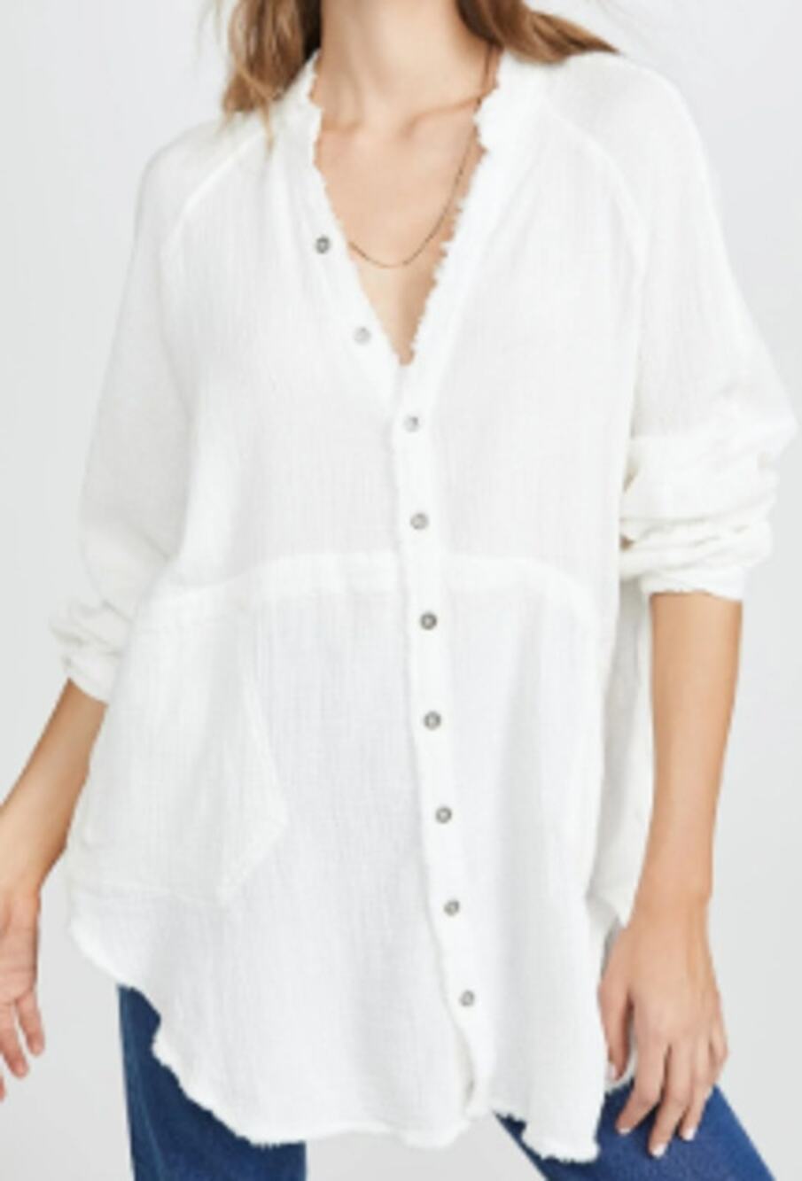 Classic White Button-Front Gauze Shirt - Women